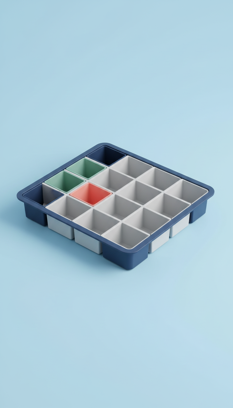 Organizador de cajón con múltiples compartimentos