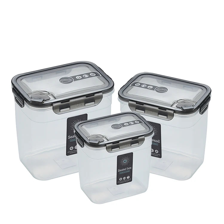 Kitchen Pantry Large Clear Airtight Microwavable PP Plastic Storage Box Lock Heat Resistant for Giveaways Cereals Nuts Flour