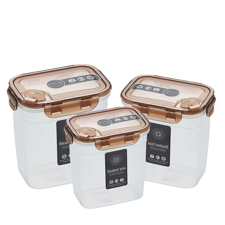 Kitchen Pantry Large Clear Airtight Microwavable PP Plastic Storage Box Lock Heat Resistant for Giveaways Cereals Nuts Flour
