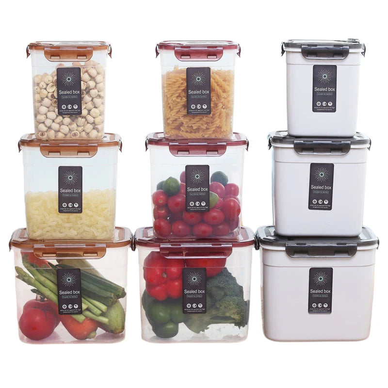 Kitchen Pantry Large Clear Airtight Microwavable PP Plastic Storage Box Lock Heat Resistant for Giveaways Cereals Nuts Flour