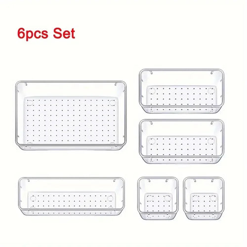 6pcs clear Drawer Organizer for Kitchen/bathroom/office/jewelry Under Desk Drawer Organizer Set clear Make up Storage Box