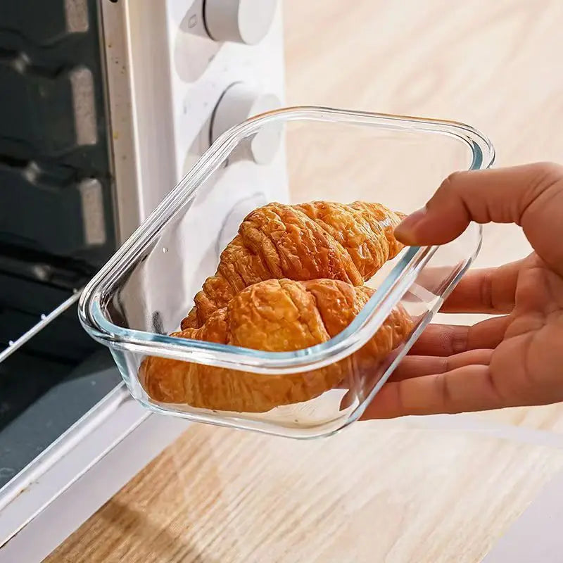 Rectangle Glass Lunch Box Container Set with Lid OEM/ODM for Food Storage Preservation  Lunch Box with Lids