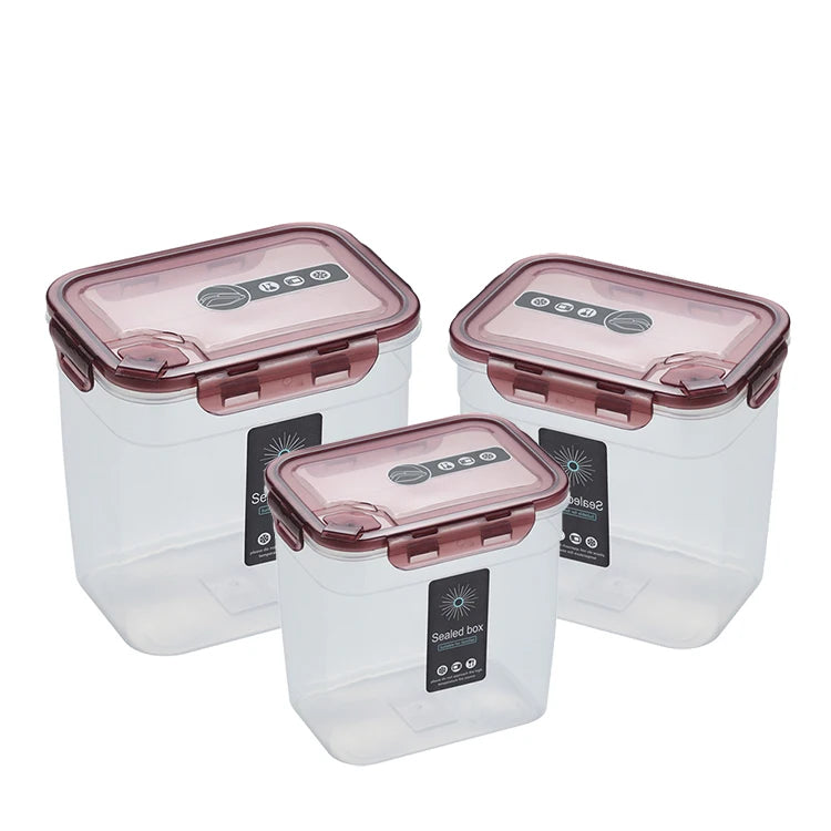Kitchen Pantry Large Clear Airtight Microwavable PP Plastic Storage Box Lock Heat Resistant for Giveaways Cereals Nuts Flour