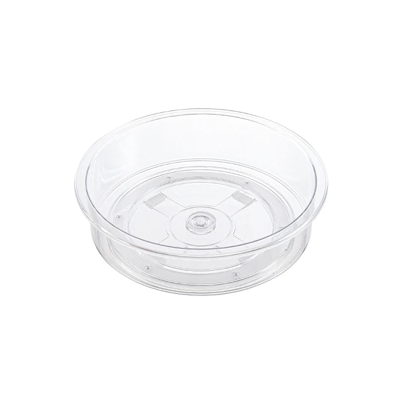 2 Pcs Plastic Round Lazy Susan Rotating Turntable Cabinet Pantry Refrigerator Food Storage Container for Spices Condiments