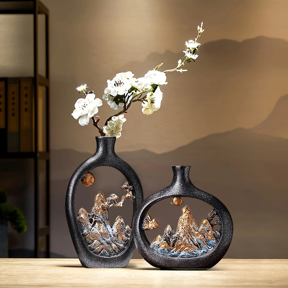 1PC Landscape Retro Decoration - Modern Desktop Vase Display - Suitable for Living Room and Office Vase Decoration