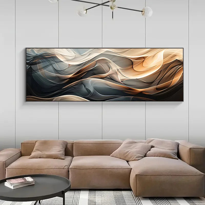 1pc Frameless Modern Abstract Wave Art Canvas Poster, Cuadros No Frame, for Bedroom and Living Room Decoration Wall Art