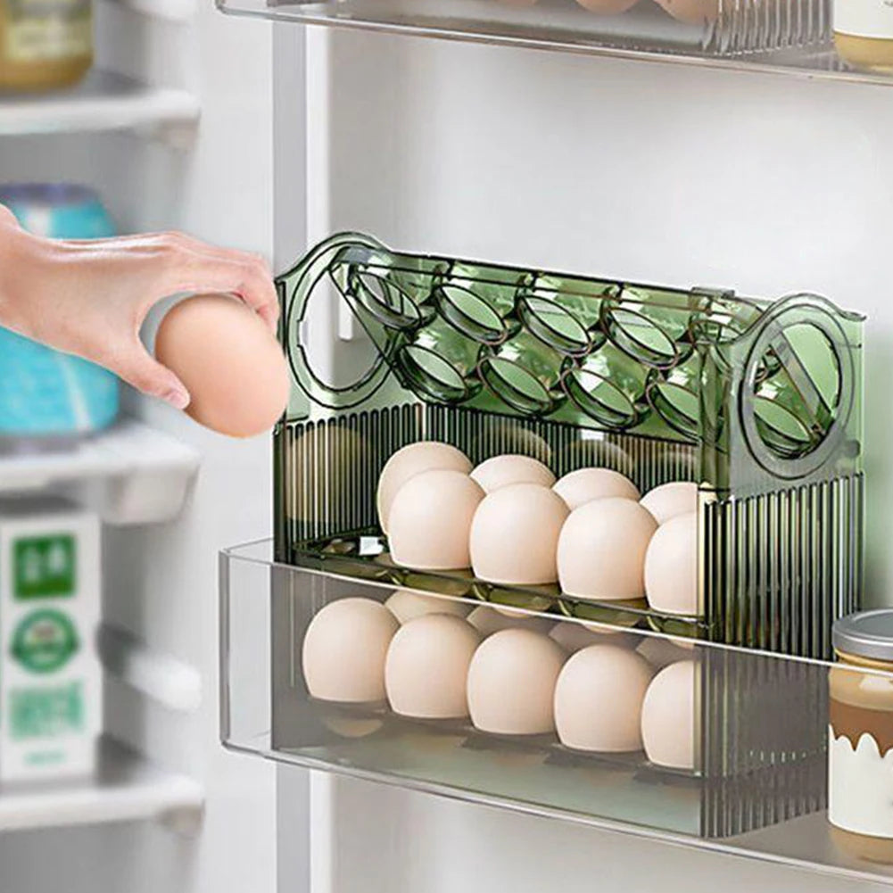 30 Grids Egg Storage Box Chicken Egg Storage Container with Handle Egg Tray Organizer Household Egg Holder for Refrigerator