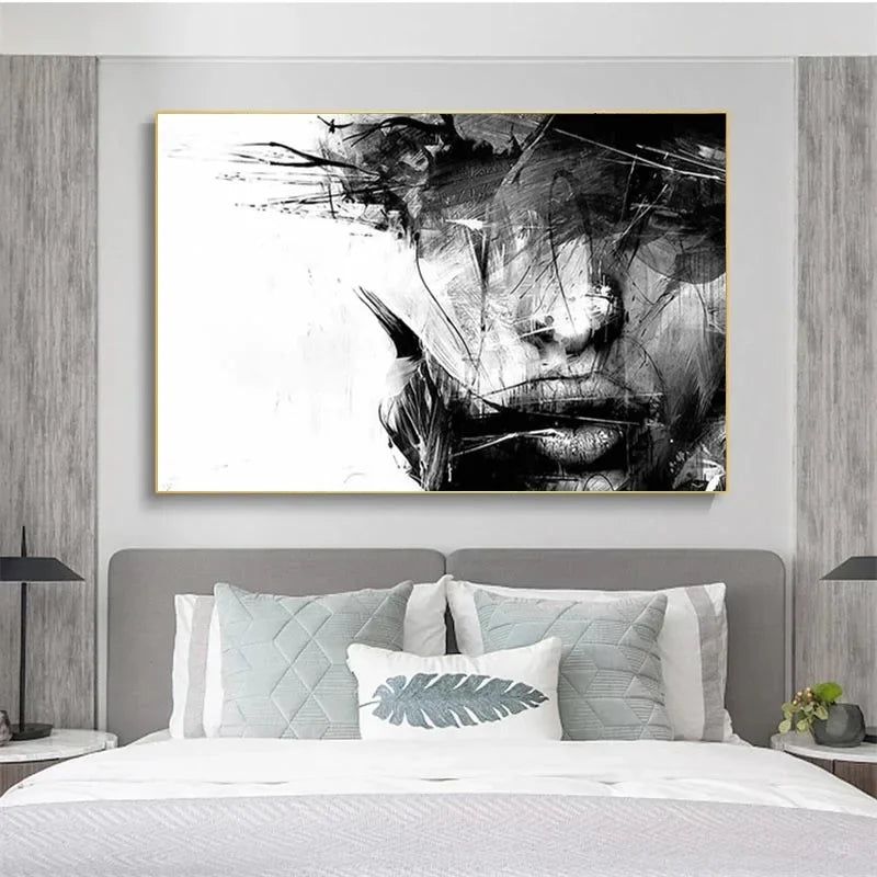 Arte de pared minimalista moderno en blanco y negro Mujeres abstractas Cuadros HD Impresión de póster en lienzo Hogar Dormitorio Decoración de la sala de estar