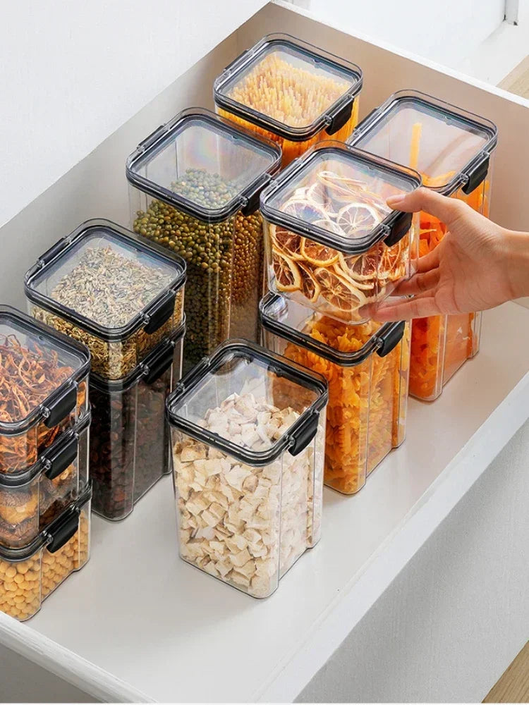 Sealed Plastic Food Storage Box, Drying Jar with Lid, Refrigerator Container, Candy, Household Goods, Kitchen Organizer
