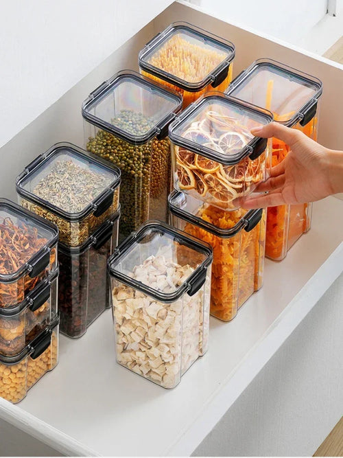 Sealed Plastic Food Storage Box, Drying Jar with Lid, Refrigerator Container, Candy, Household Goods, Kitchen Organizer