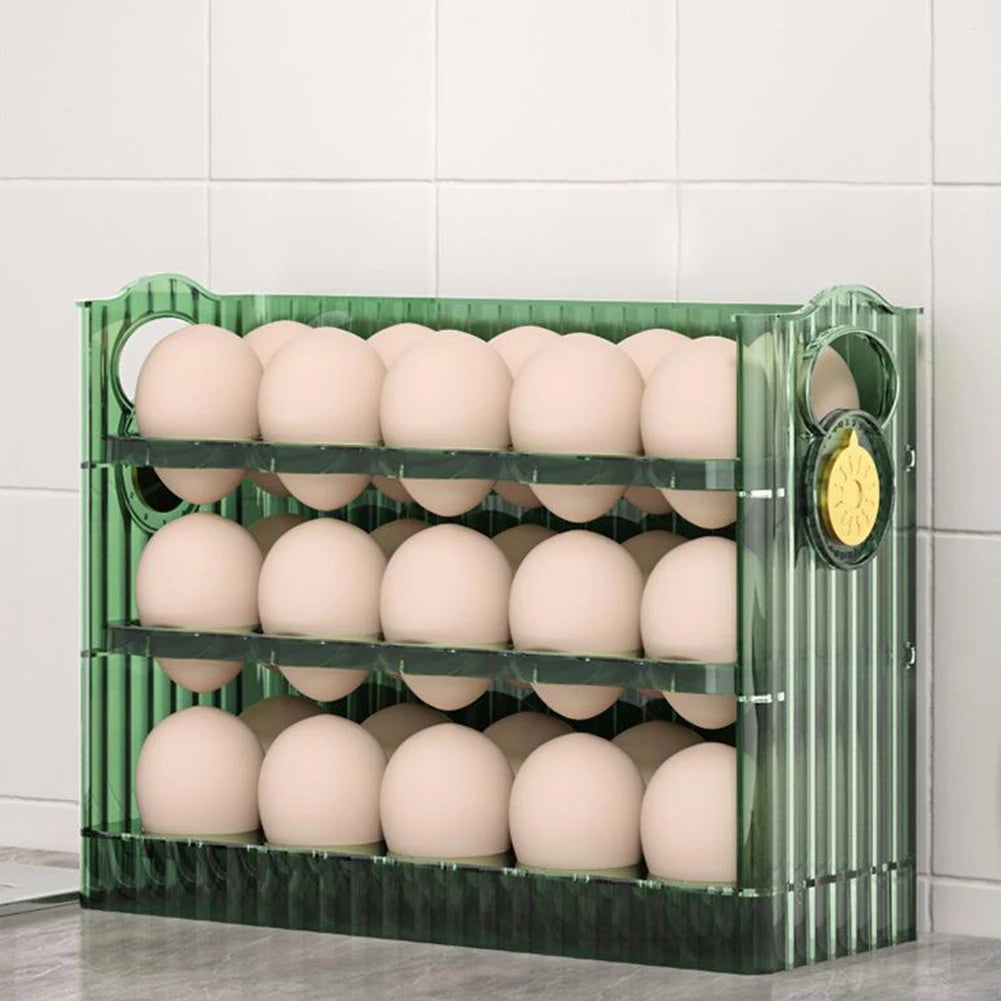 30 Grids Egg Storage Box Chicken Egg Storage Container with Handle Egg Tray Organizer Household Egg Holder for Refrigerator
