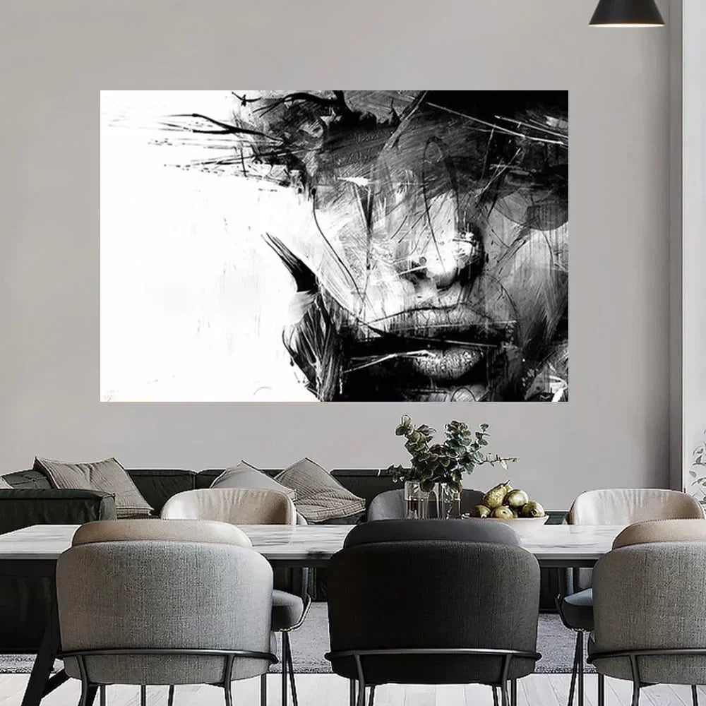 Arte de pared minimalista moderno en blanco y negro Mujeres abstractas Cuadros HD Impresión de póster en lienzo Hogar Dormitorio Decoración de la sala de estar