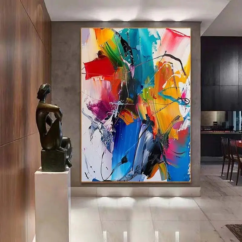 Personalizar pintado a mano grande colorido moderno texturizado abstracto hogar pared sala de estar decoración de arte pintura al óleo