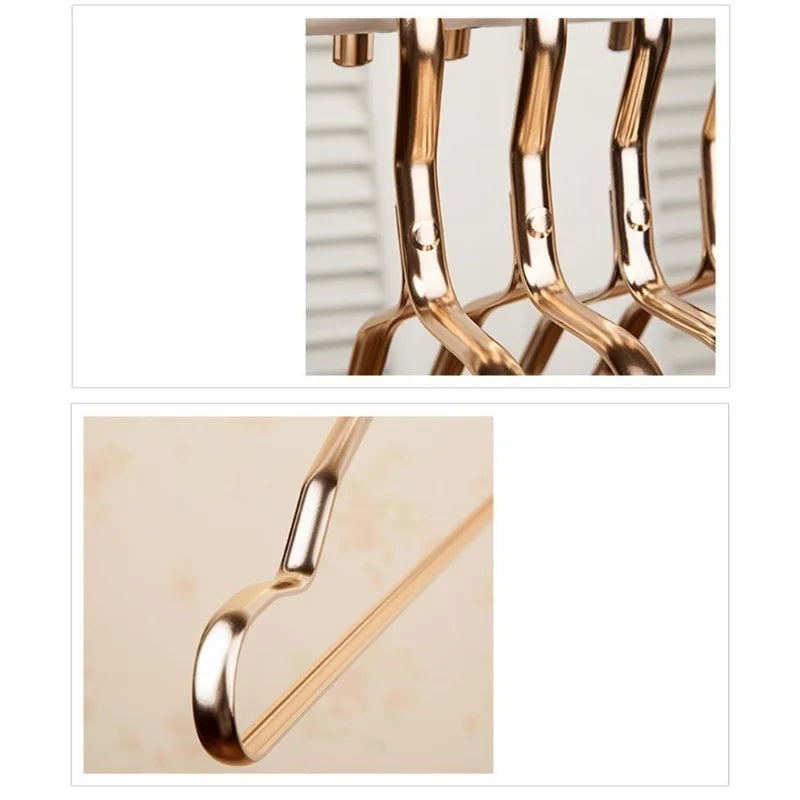 5 Pcs/set Suit Clothes Rack Aluminum Alloy Clothes Adult Rack Slip-seamless Metal Clothes Hanger Closet Organizer Home Supplies