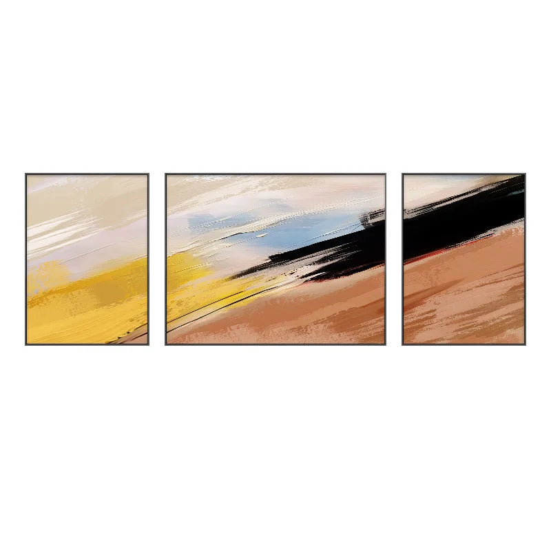 Lienzo abstracto 100% pintado a mano, decoración de sala de estar minimalista moderna, pintura, arte de sentido de alta gama, tríptico, mural