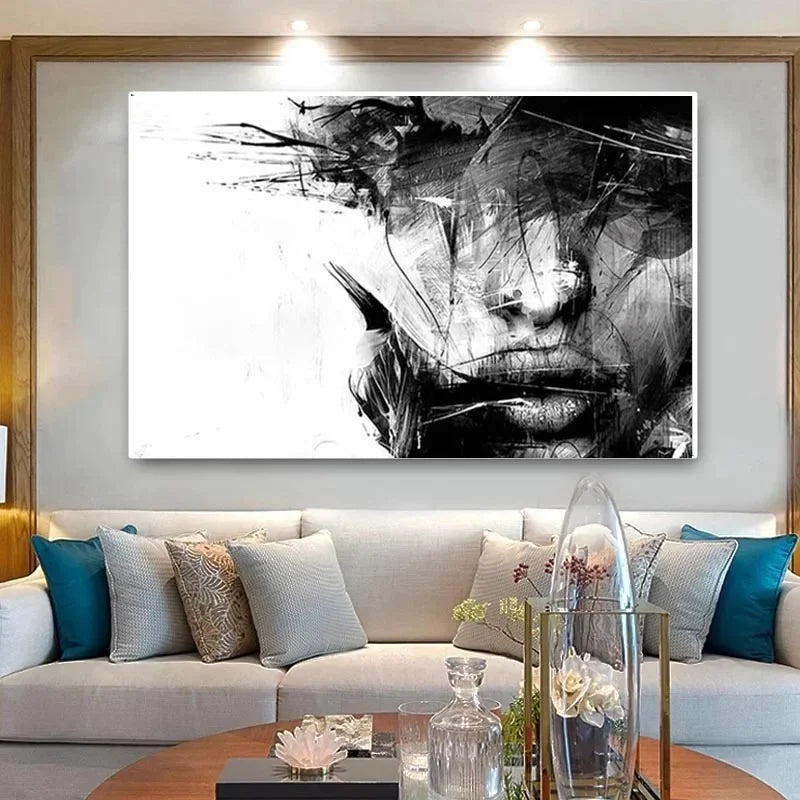 Arte de pared minimalista moderno en blanco y negro Mujeres abstractas Cuadros HD Impresión de póster en lienzo Hogar Dormitorio Decoración de la sala de estar
