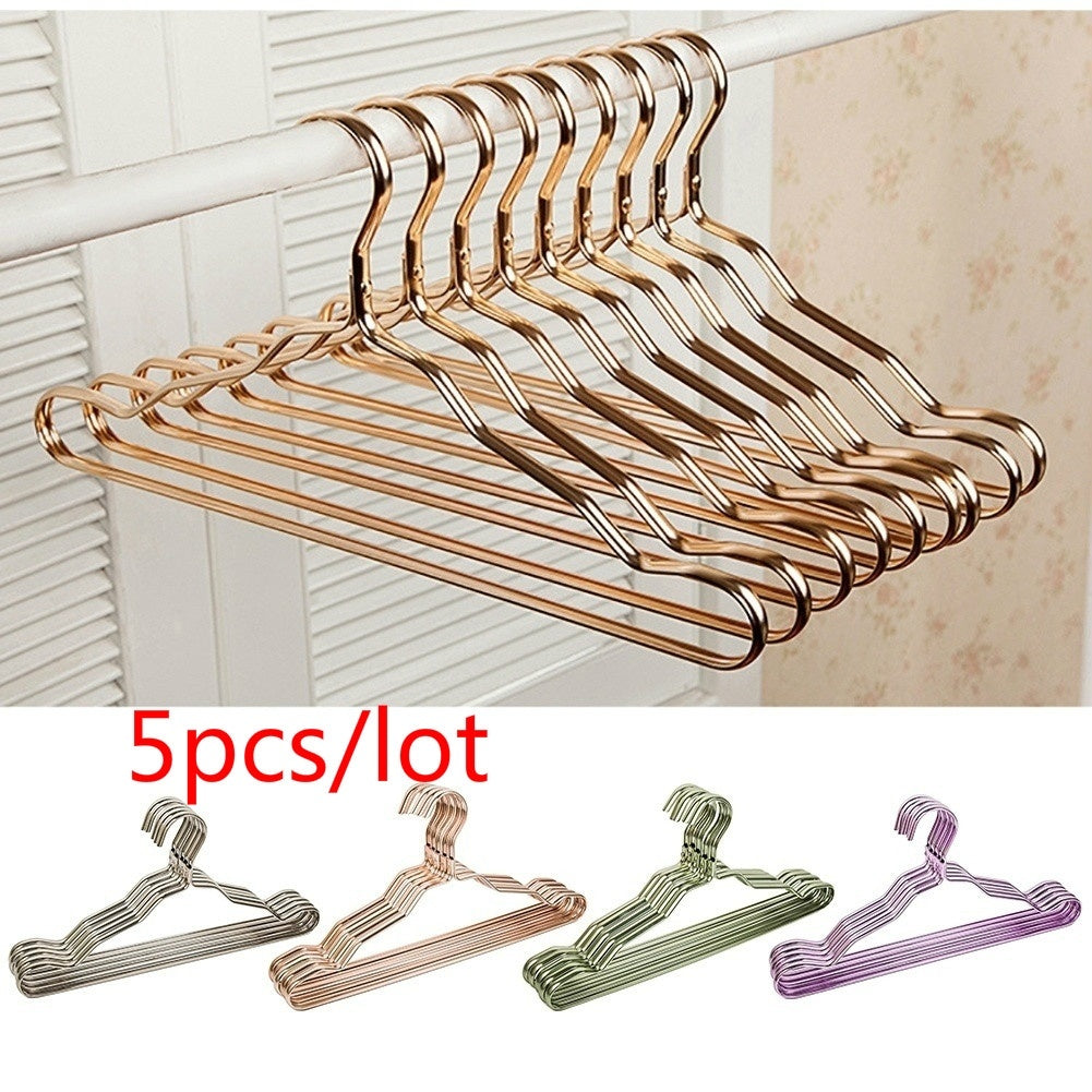 5 Pcs/set Suit Clothes Rack Aluminum Alloy Clothes Adult Rack Slip-seamless Metal Clothes Hanger Closet Organizer Home Supplies