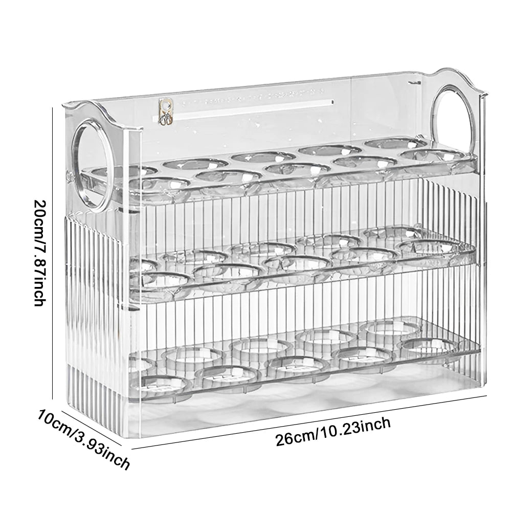 30 Grids Egg Storage Box Chicken Egg Storage Container with Handle Egg Tray Organizer Household Egg Holder for Refrigerator