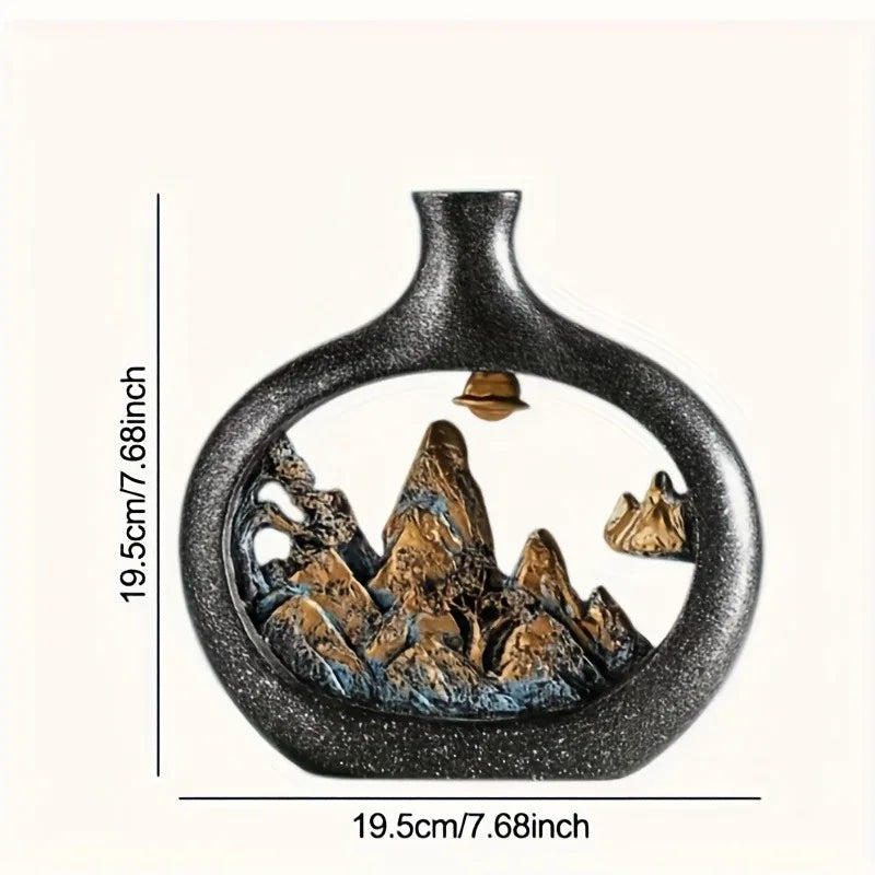 1PC Landscape Retro Decoration - Modern Desktop Vase Display - Suitable for Living Room and Office Vase Decoration