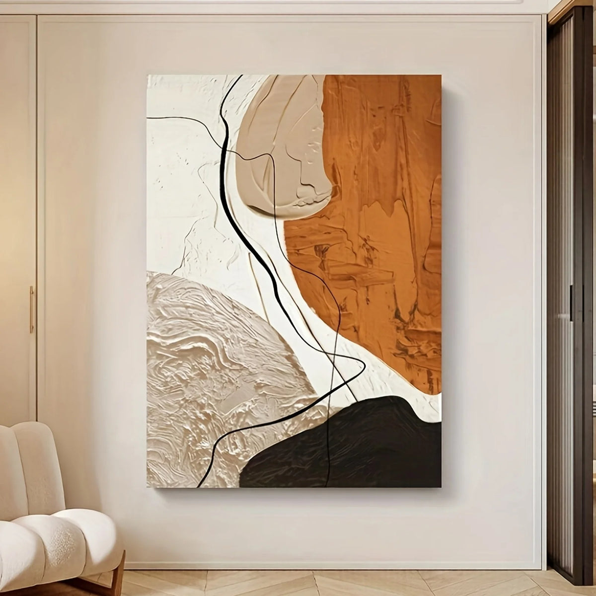 Canvas Paintiing Abstract Line Art, Frameless for Modern Art Home Decor, Creative Spaces. Perfect Gift for The Holidays