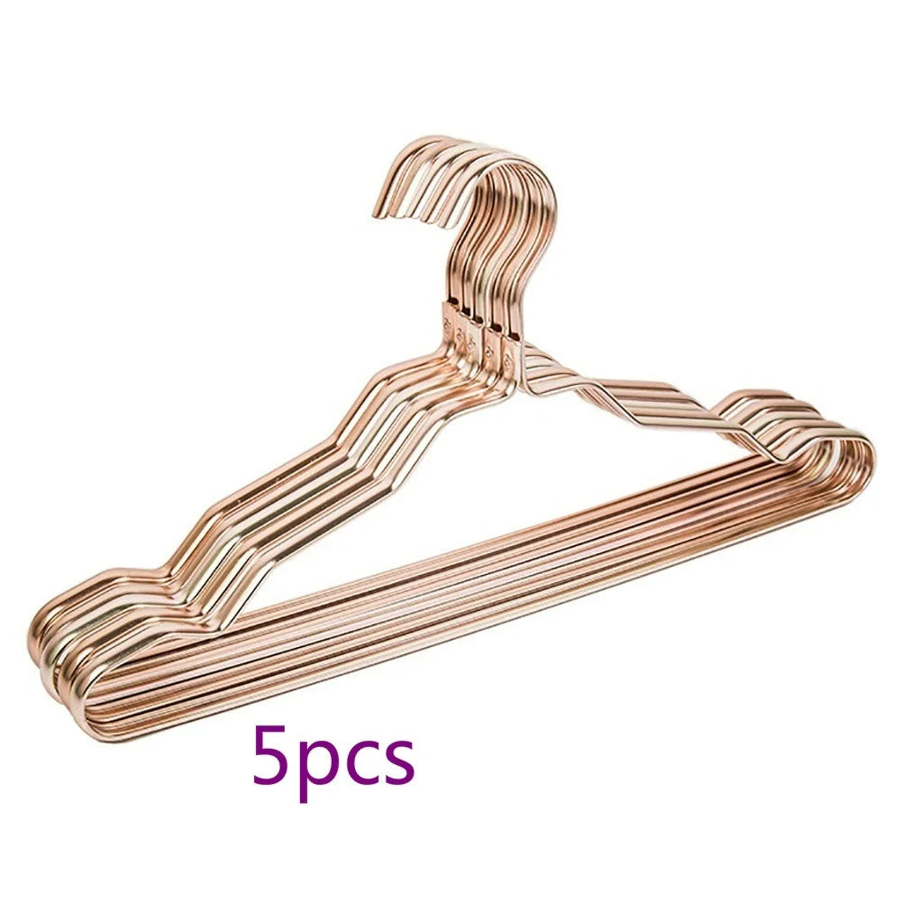5 Pcs/set Suit Clothes Rack Aluminum Alloy Clothes Adult Rack Slip-seamless Metal Clothes Hanger Closet Organizer Home Supplies