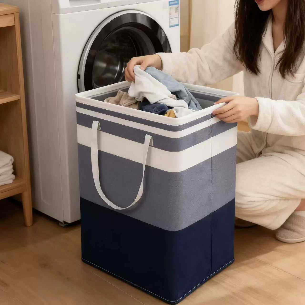 Laundry Basket Durable Oxford 75L Large Capacity Dirty Clothes Hamper Household Organizer Basket With Handles For Dorm Hotel New