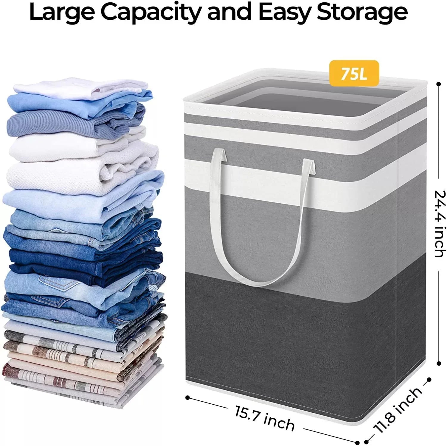 Laundry Basket Durable Oxford 75L Large Capacity Dirty Clothes Hamper Household Organizer Basket With Handles For Dorm Hotel New