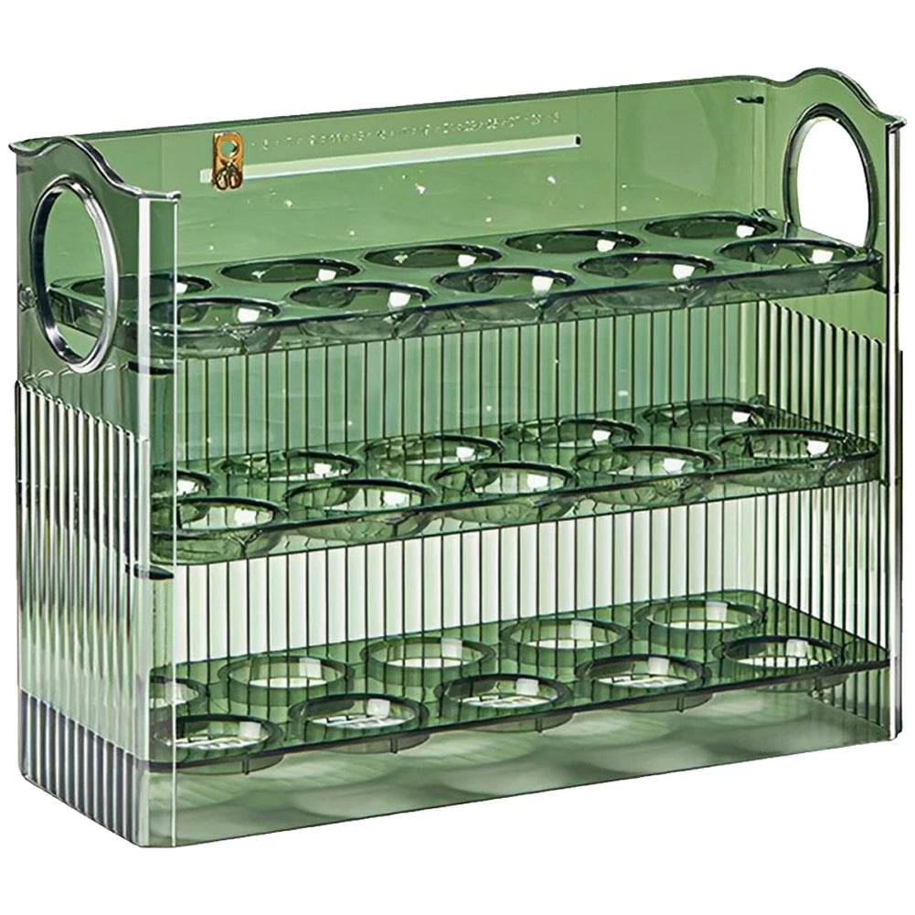 30 Grids Egg Storage Box Chicken Egg Storage Container with Handle Egg Tray Organizer Household Egg Holder for Refrigerator