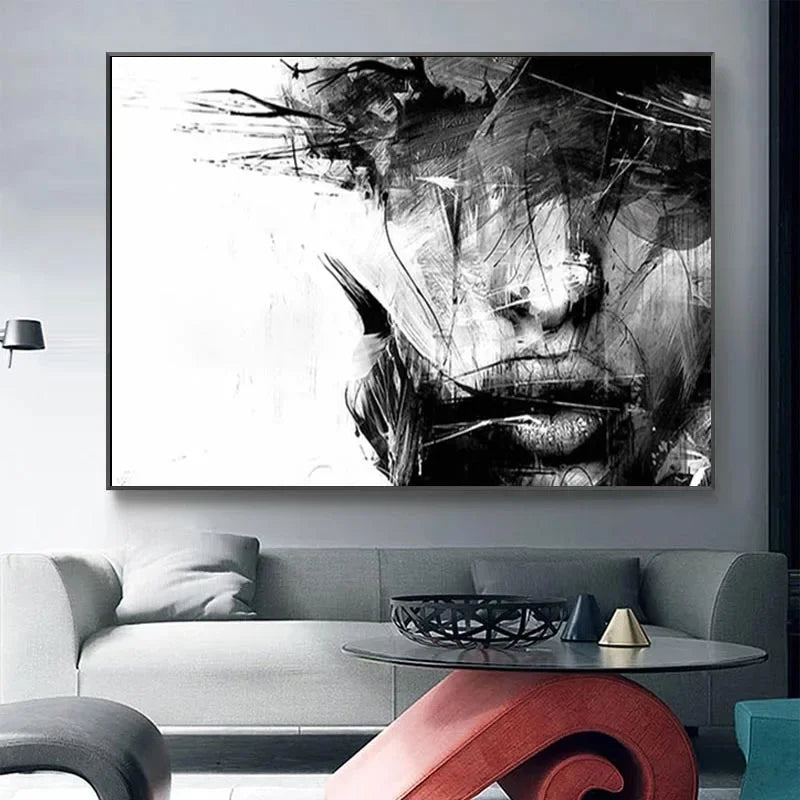 Arte de pared minimalista moderno en blanco y negro Mujeres abstractas Cuadros HD Impresión de póster en lienzo Hogar Dormitorio Decoración de la sala de estar