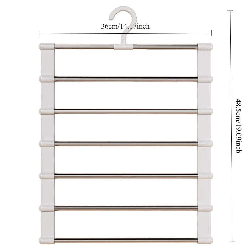 Foldable Pants Hanger Multi Layer Non Slip Clips Space Saving Closet Organizer for Trousers Storage Collapsible Hanging System