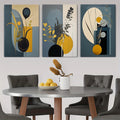 3 piezas de pinturas decorativas de lienzo geométrico abstracto moderno con decoración de pared de sala de estar de estilo nórdico, azul y amarillo